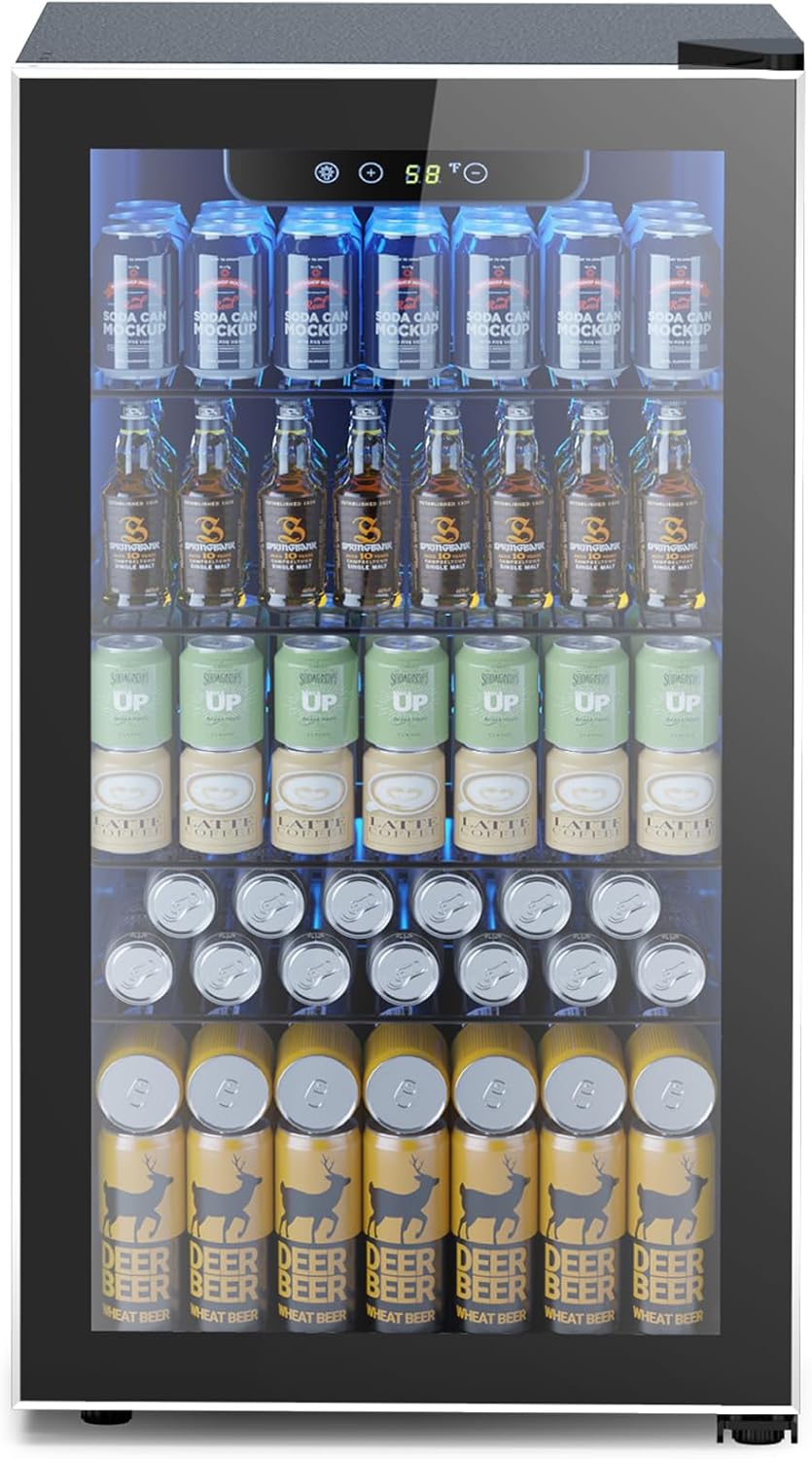 Beer Wine Zone - Mini Fridge 130 Can Beverage Cooler,