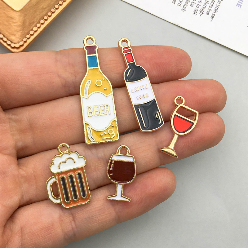 10pcs/lot Enamel Charms Red Wi - Wine Beer Mix 评论和价格