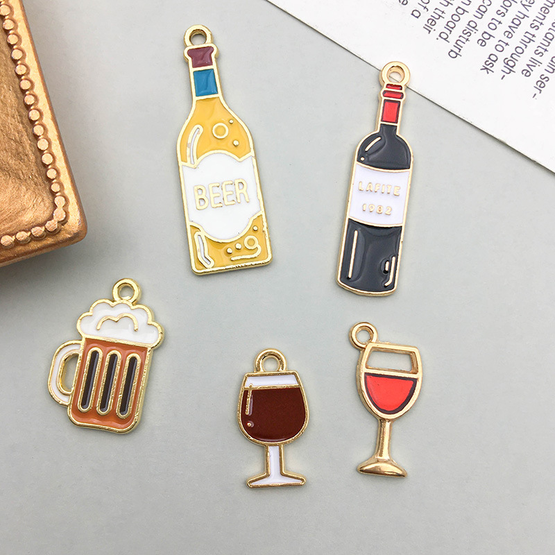 10pcs/lot Enamel Charms Red Wi - Wine Beer Mix 评论和价格