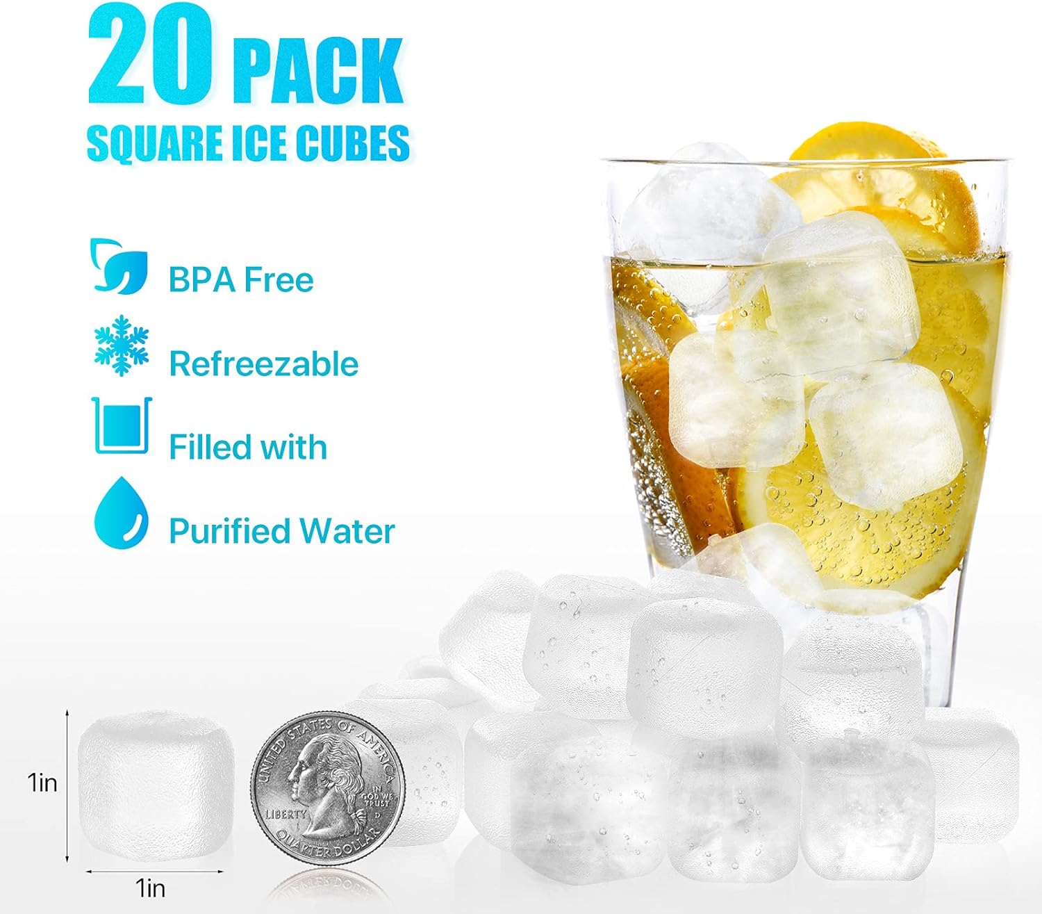 Reusable Ice Cubes 20 Pack, BP - Wine Beer Coffee 评论和价格