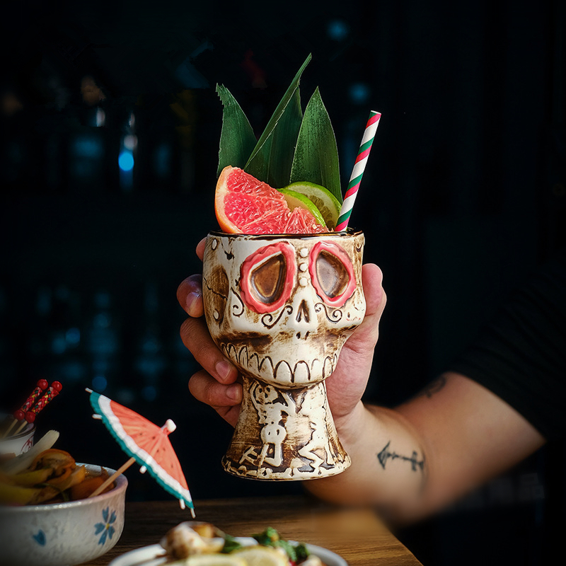Halloween Skull Ceramic Mug -  - Wine Beer Mix Drink 评论和价格