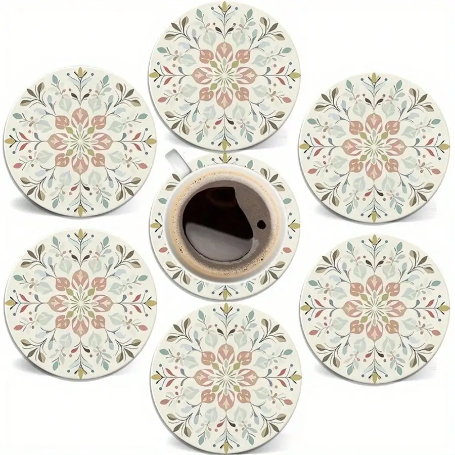 6pcs/Set Bohemian Floral Patte - Wine Beer Drink 评论和价格