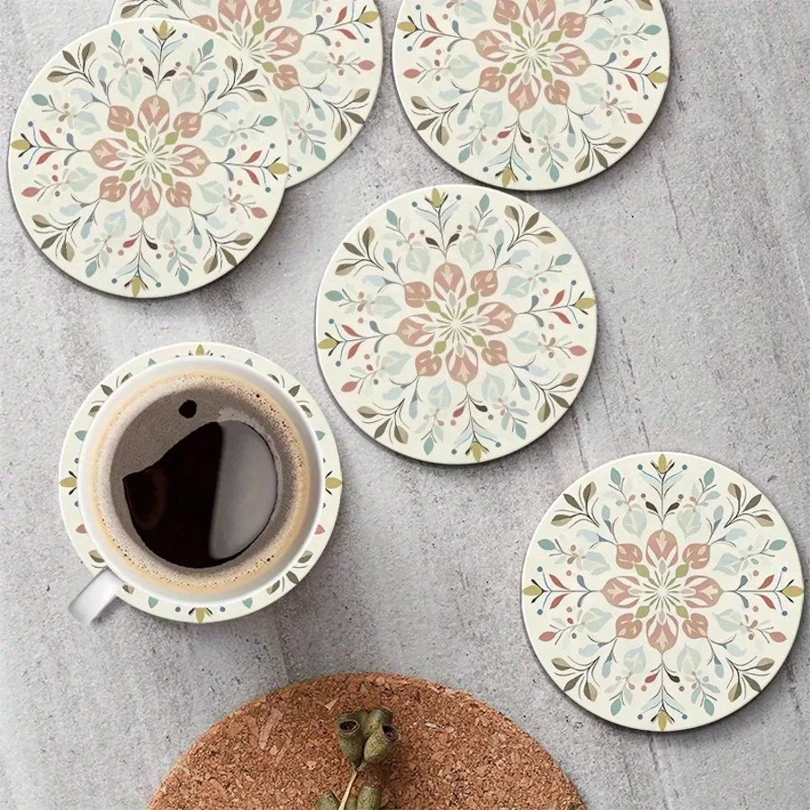 6pcs/Set Bohemian Floral Patte - Wine Beer Drink 评论和价格