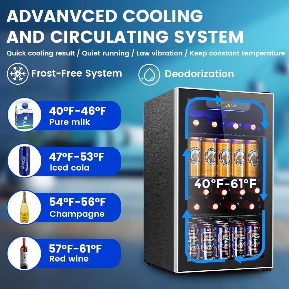 Mini Fridge 130 Can Beverage C - Beer Wine Zone 评论和价格