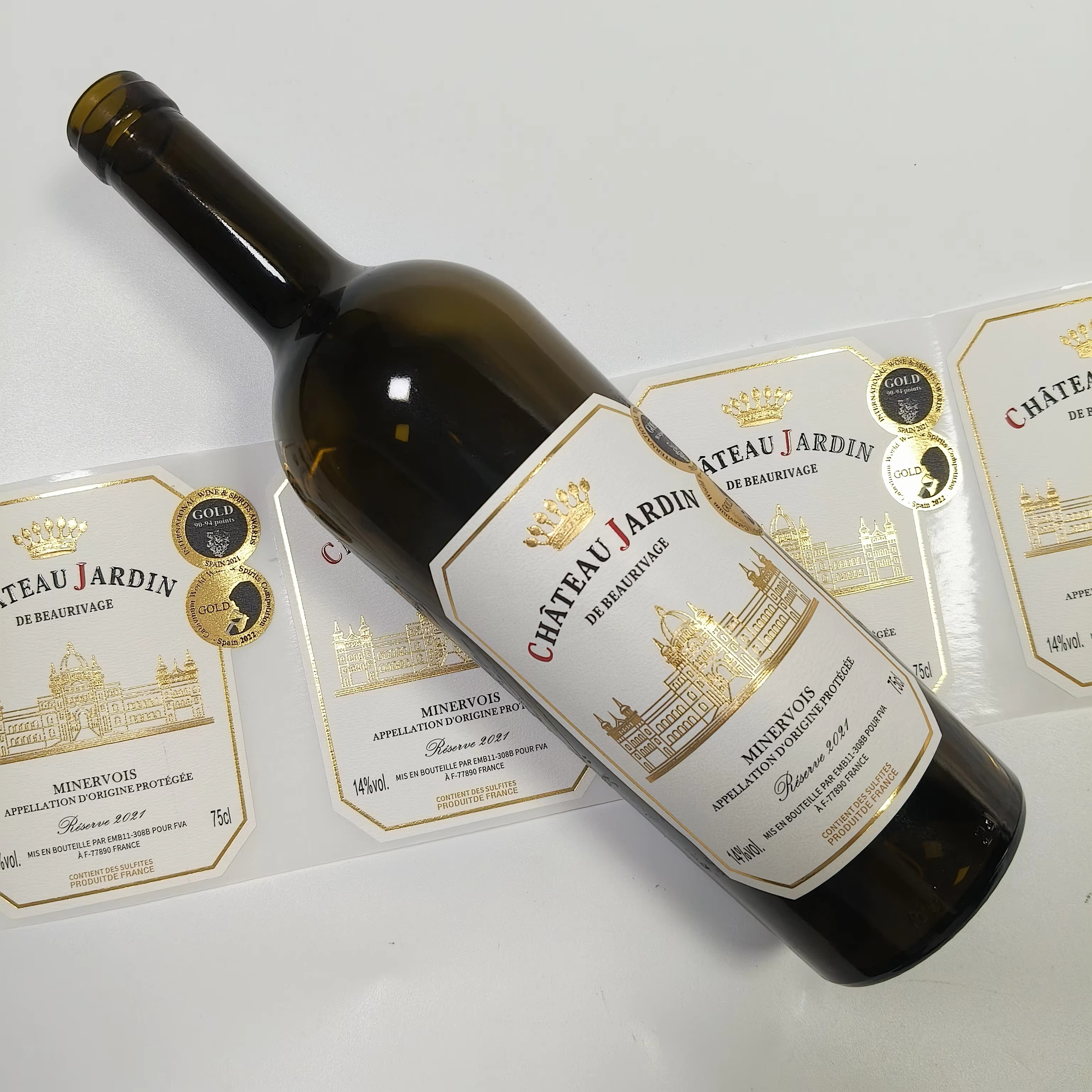 Custom Logo Sticker Gold Foil  - Wine Beer Logo 评论和价格