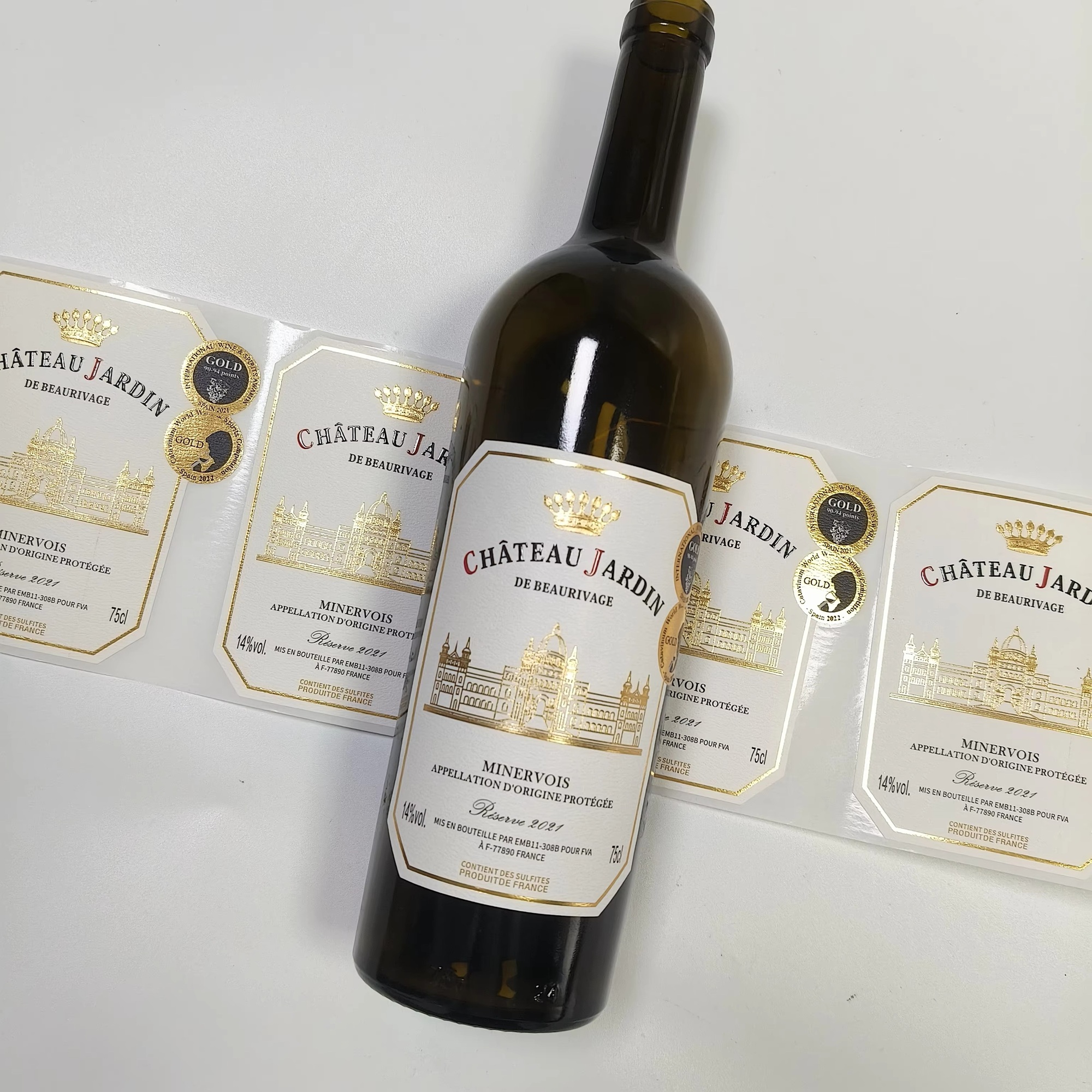 Custom Logo Sticker Gold Foil  - Wine Beer Logo 评论和价格