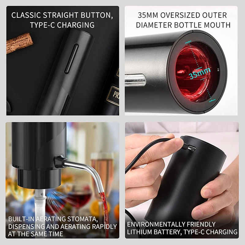 USB Rechargeable 4-in-1 Electr - Decanter Aerator Set 评论和价格
